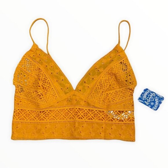 NWT Free People Mango Carina Crochet Bralette Bright Orange Size Medium Boho New - Picture 4 of 7